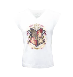 Warner Bros Hogwarts Crest Ladies V-Neck T-Shirt